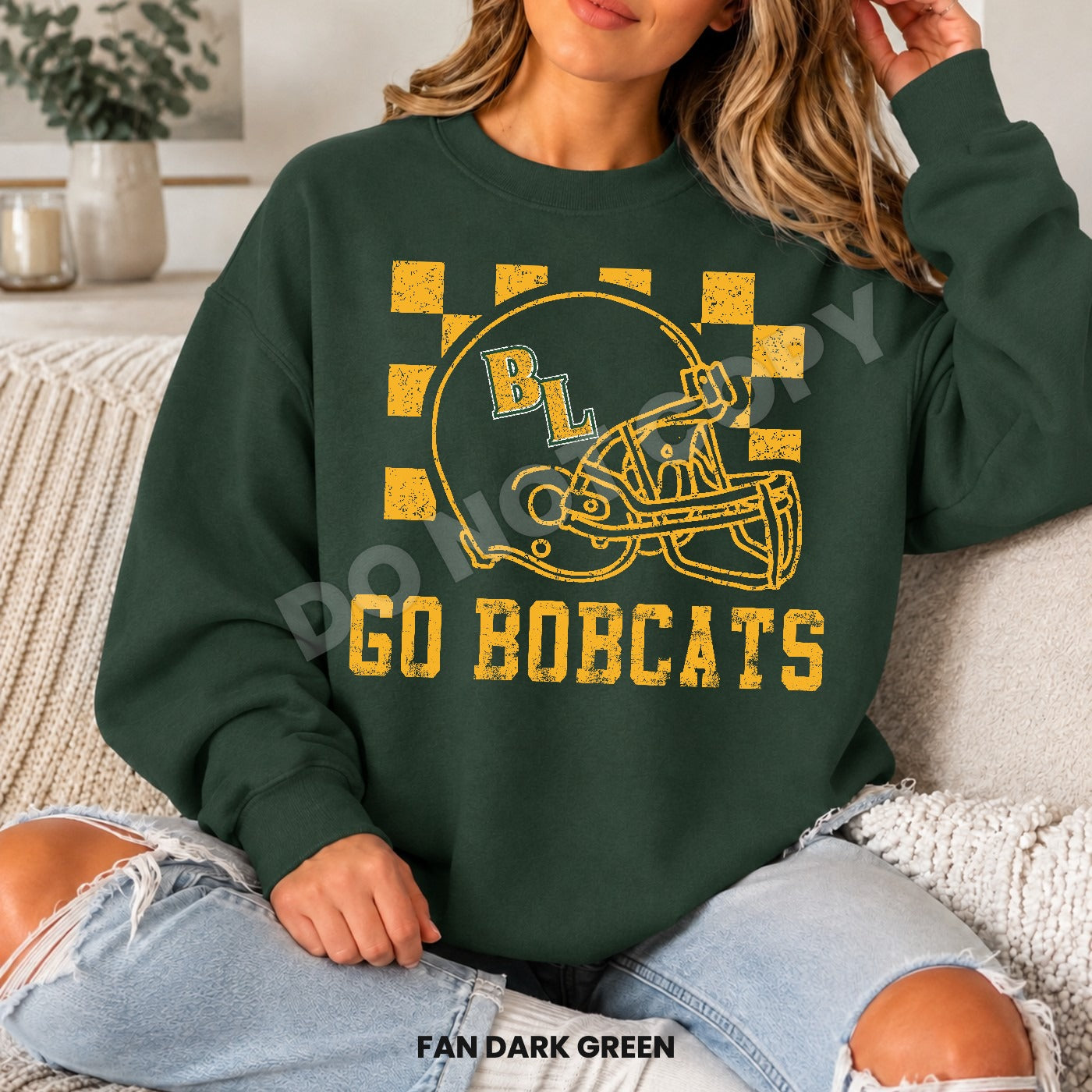 BLHS Checkered Football Helmet Crewneck