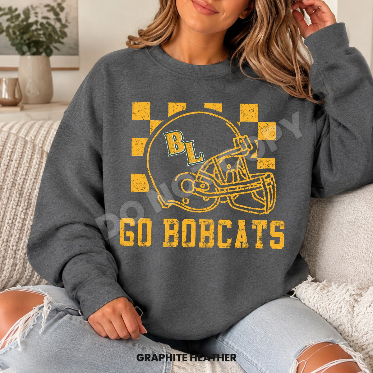 BLHS Checkered Football Helmet Crewneck