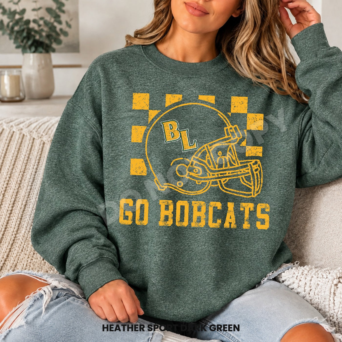 BLHS Checkered Football Helmet Crewneck