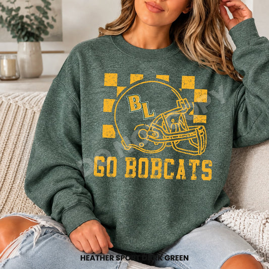 BLHS Checkered Football Helmet Crewneck