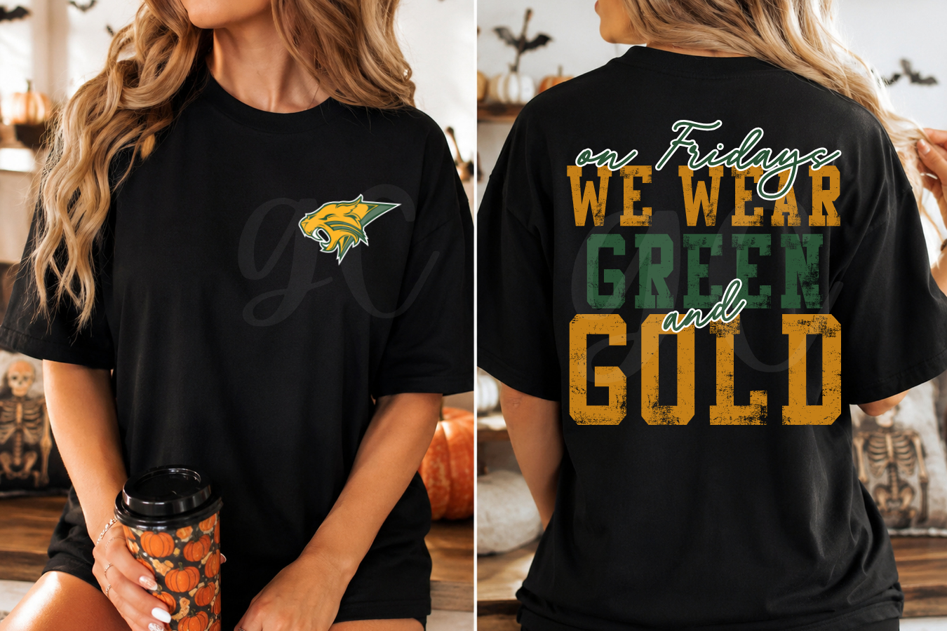 On Fridays We Wear Green and Gold Bobcats Tee