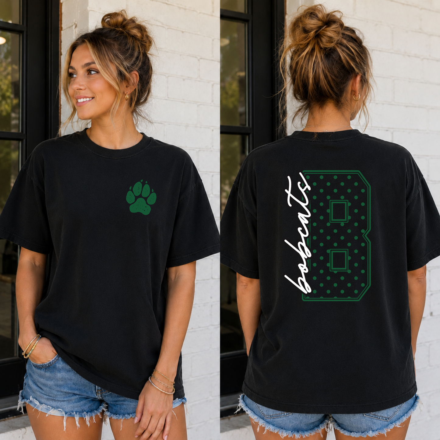 Bobcats Polka Dot Initial Tee