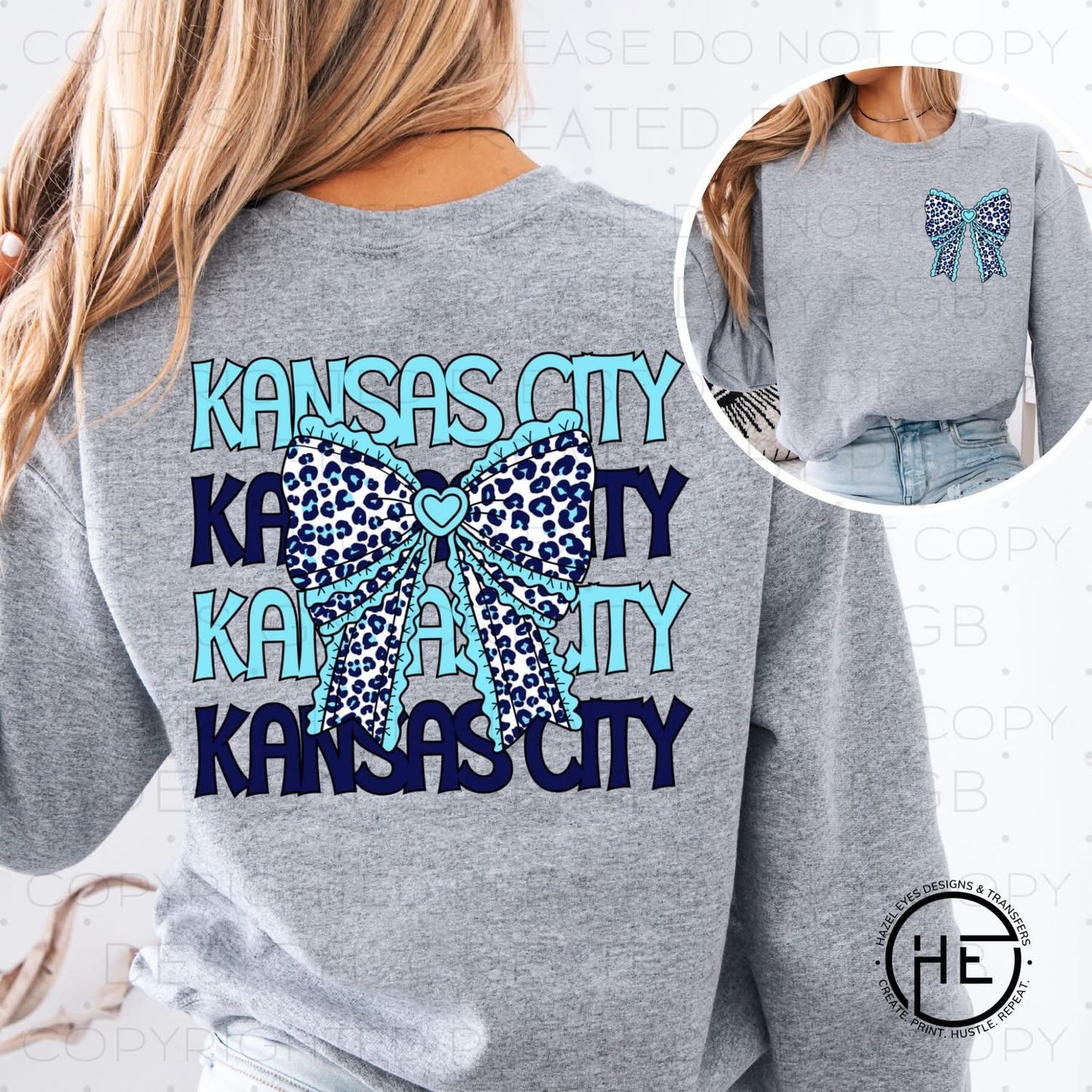 Kansas City Softball with Bow Crewneck Front/Back