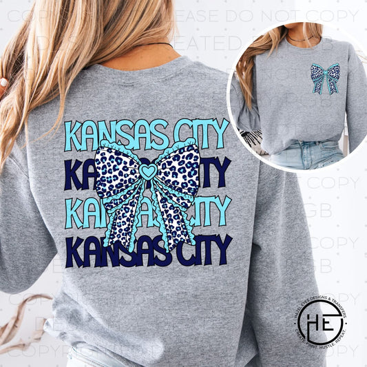 Kansas City Softball with Bow Crewneck Front/Back