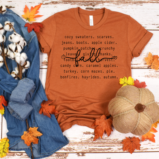 Vintage-inspired typography design featuring the word thankful surrounded by small autumn-themed words and phrases.