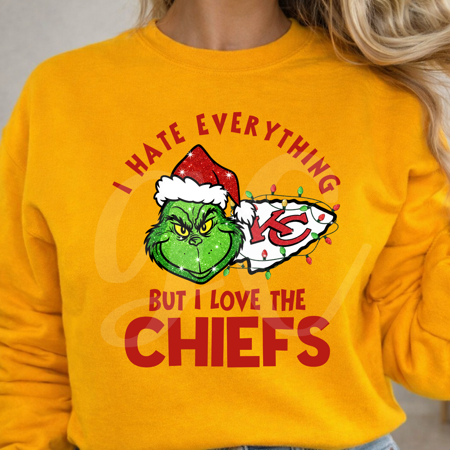 Grinch Loves KC Football Crewneck