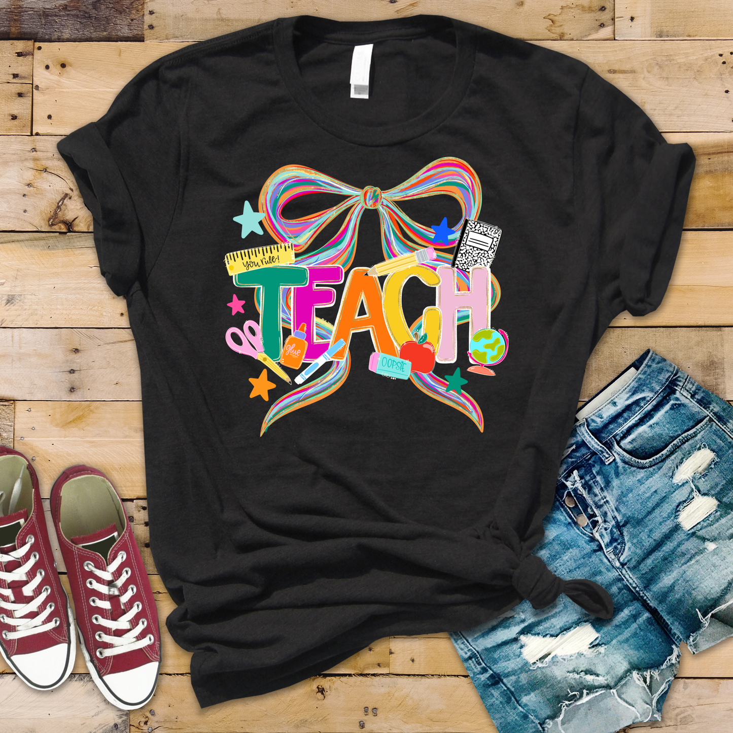 Teach with Trendy Bow T-Shirt