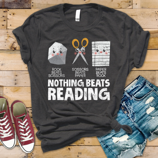 Nothing Beats Reading- Rock Paper Scissors Tee