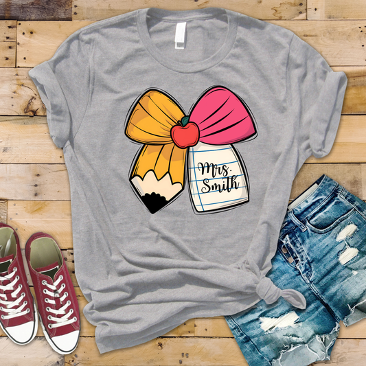 Personalized Pencil Bow Tee