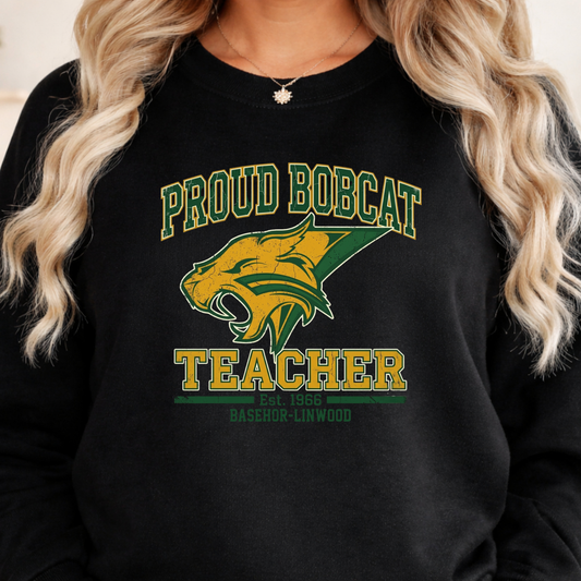 Proud Bobcat Teacher Vintage Crewneck