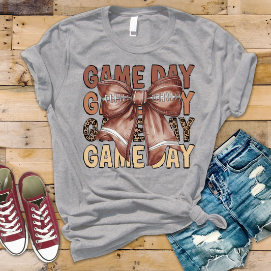 Cheetah Print Game Day Bow Tee
