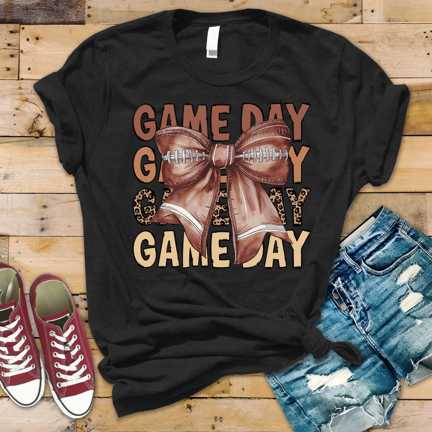 Cheetah Print Game Day Bow Tee