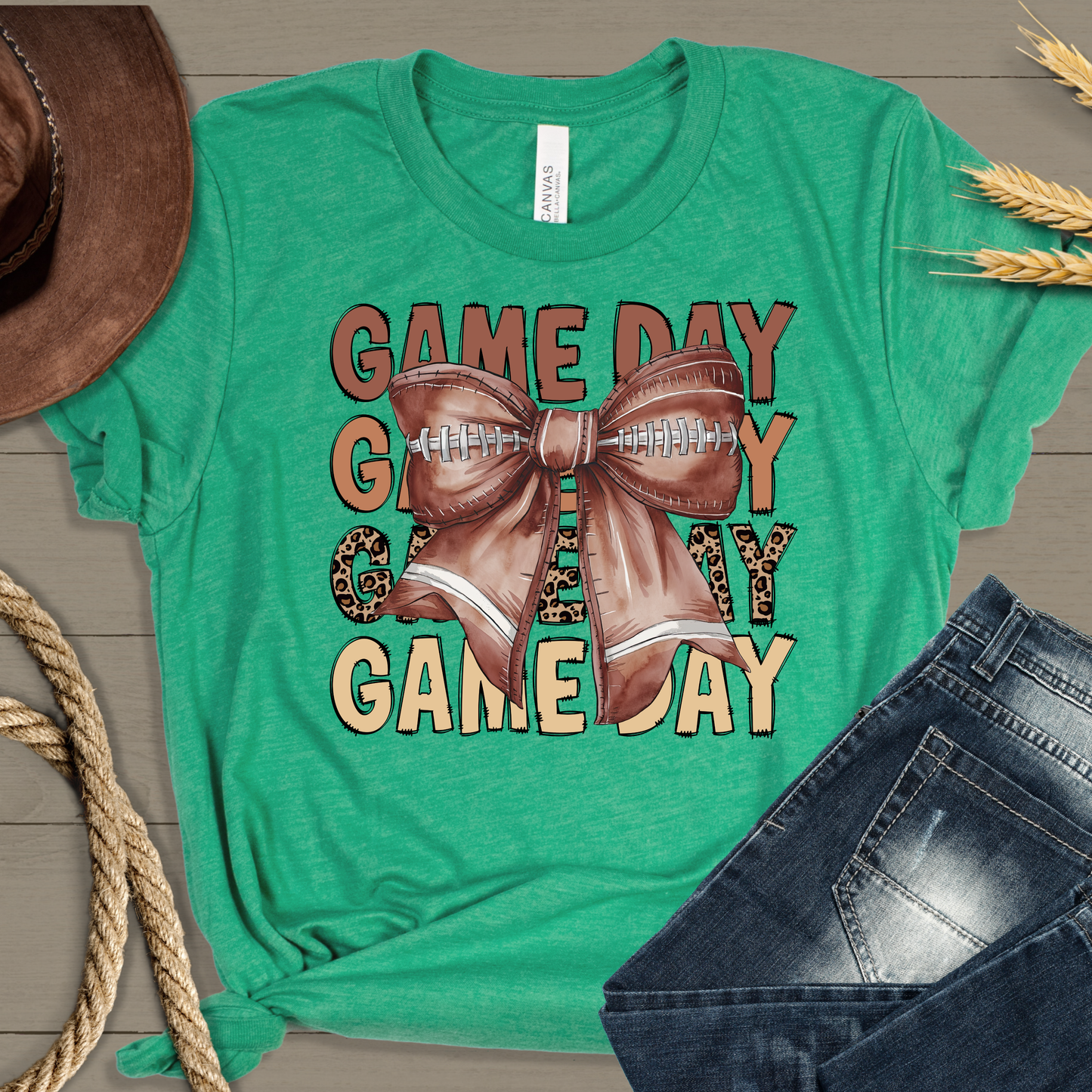 Cheetah Print Game Day Bow Tee