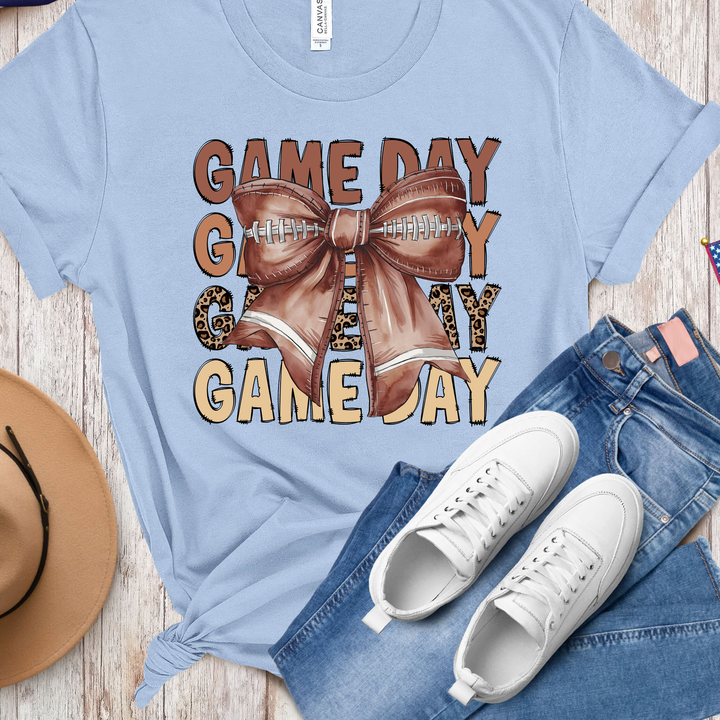 Cheetah Print Game Day Bow Tee