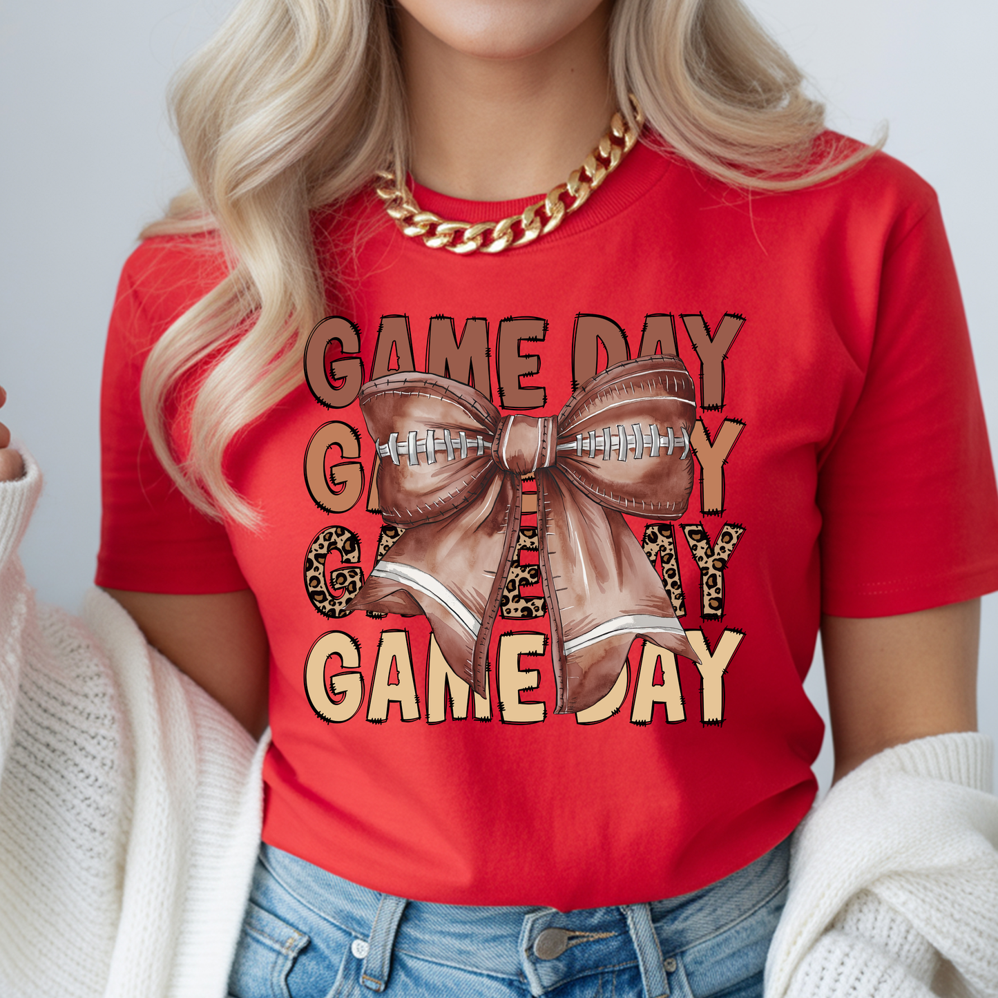 Cheetah Print Game Day Bow Tee