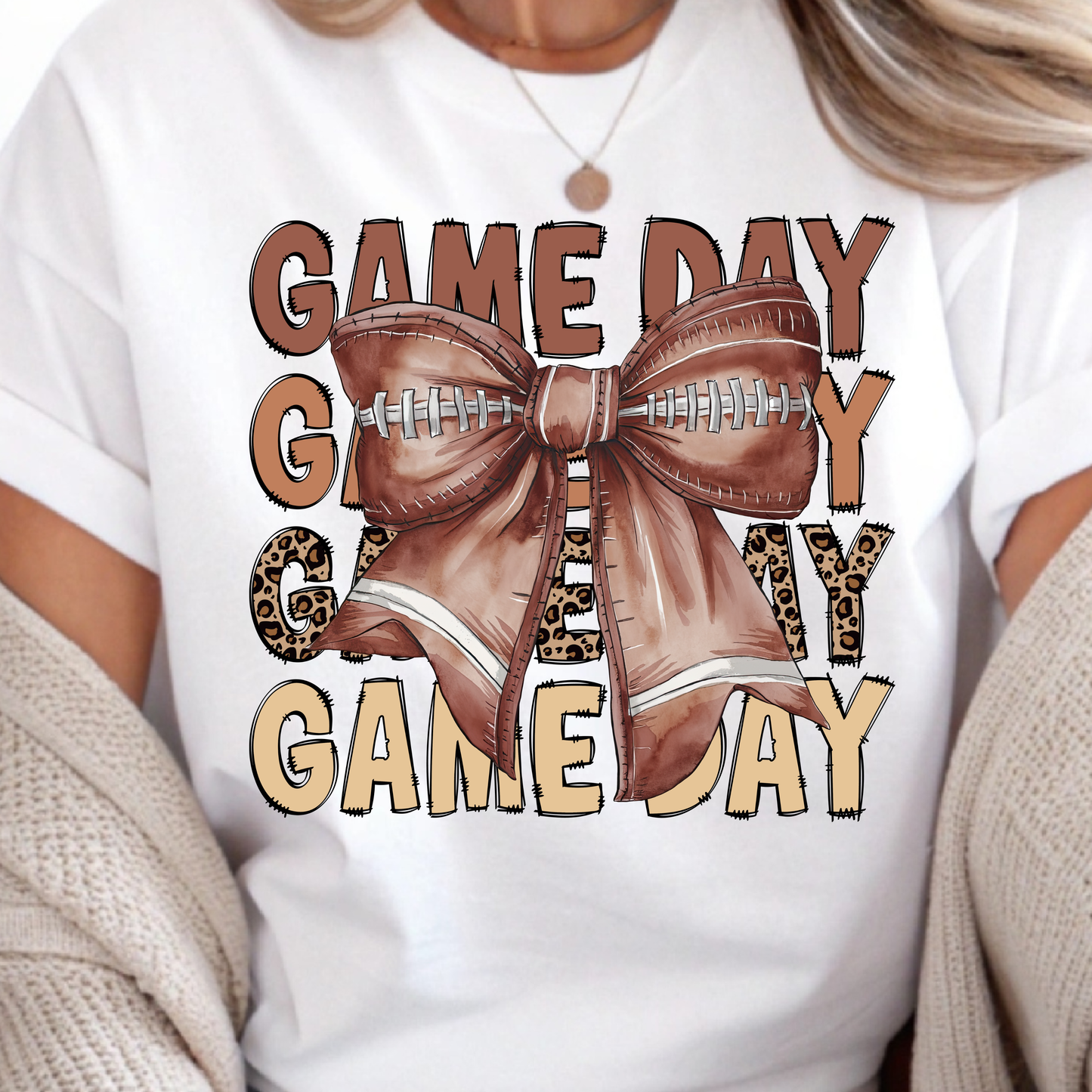 Cheetah Print Game Day Bow Tee