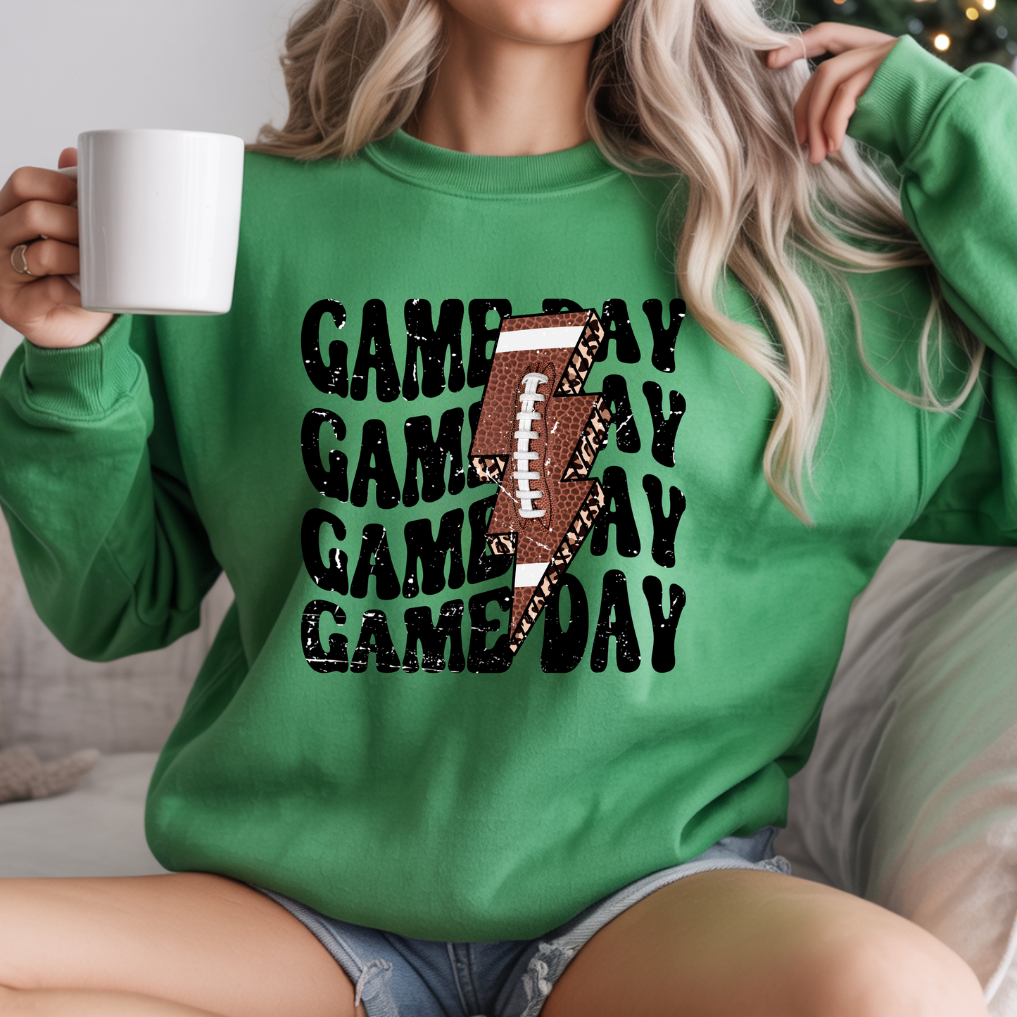 Football Game Day Lighting Bolt Crewneck Sweatshirt