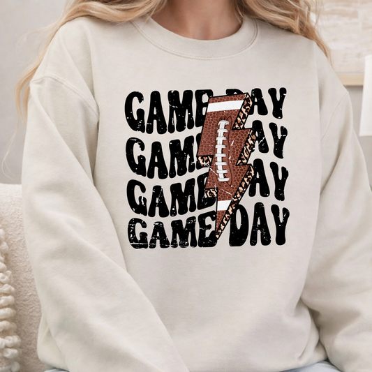 Football Game Day Lighting Bolt Crewneck Sweatshirt