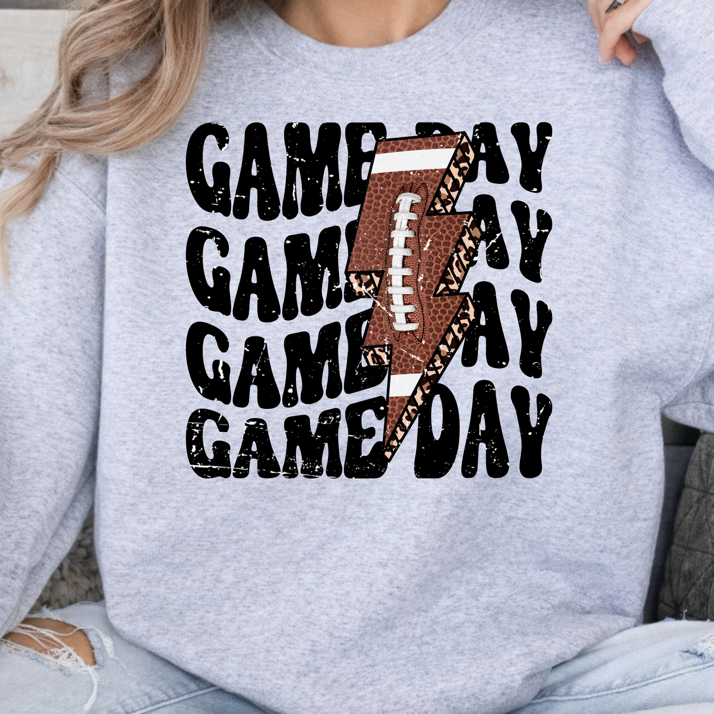 Football Game Day Lighting Bolt Crewneck Sweatshirt