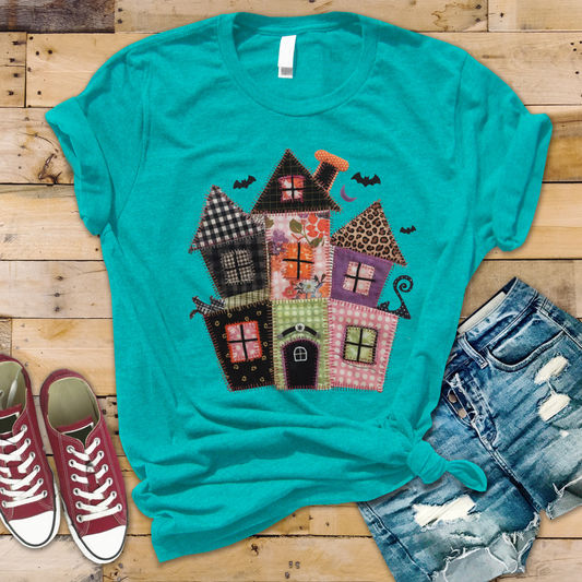 Patchwork Haunted House Tee