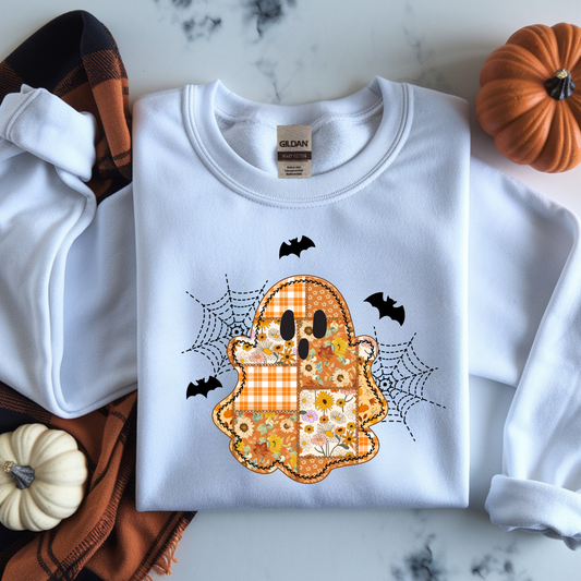 Faux Patchwork Ghost Crewneck