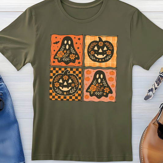 Checkered Pumpkin Ghost Tee