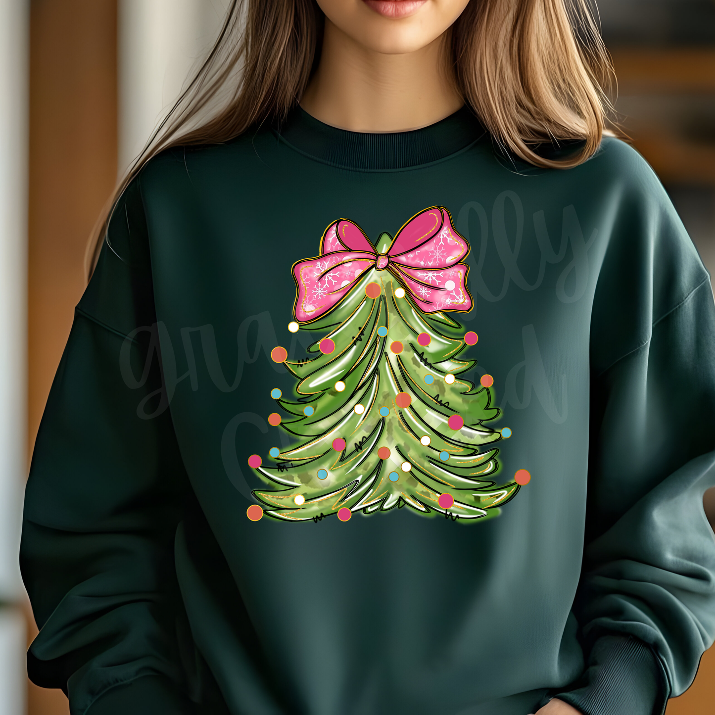 Hand-drawn Christmas Tree Tee or Crewneck