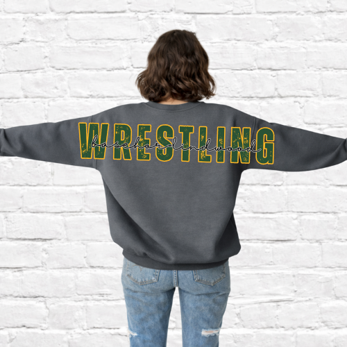 BLHS Wrestling Oversized Mascot Crewneck- Heather Grey