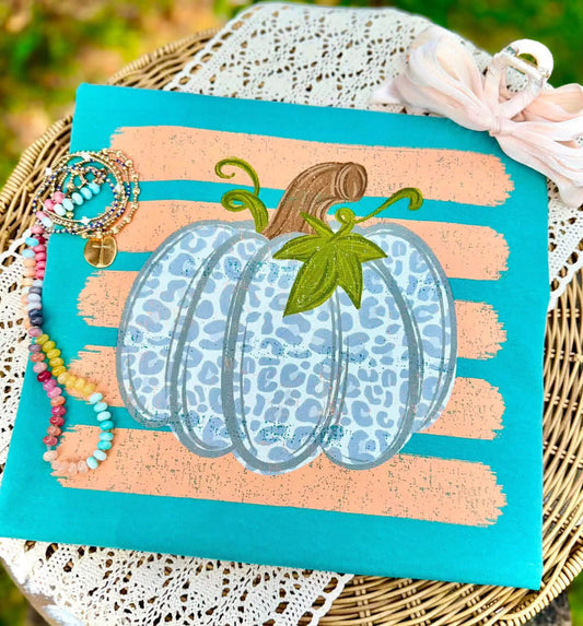 Blue Animal Print Pumpkin Tee