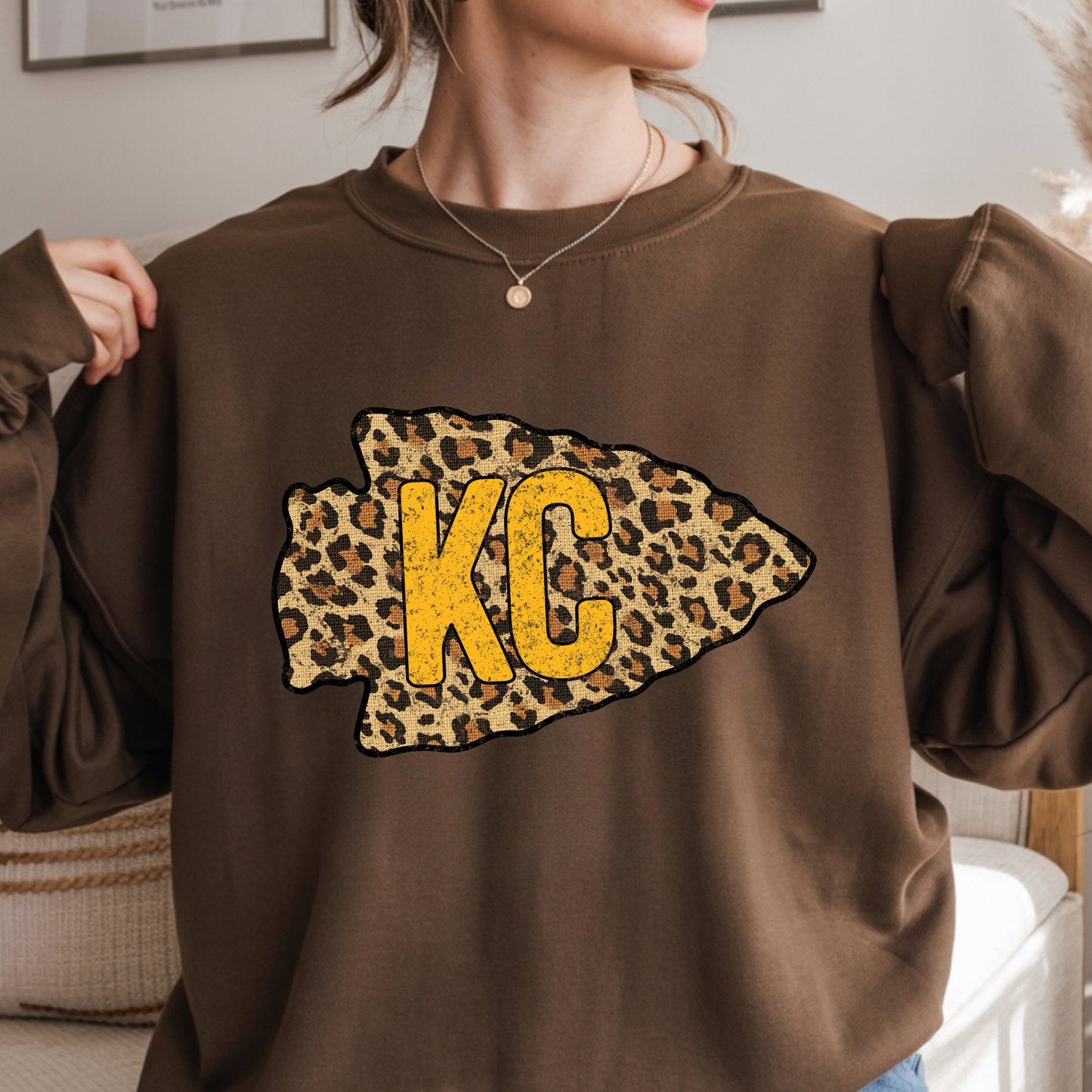 KC Leopard Arrowhead Crewneck Sweatshirt