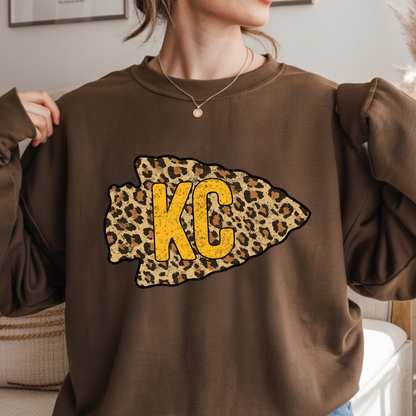 KC Leopard Arrowhead Crewneck Sweatshirt