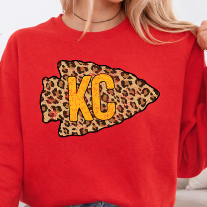 KC Leopard Arrowhead Crewneck Sweatshirt