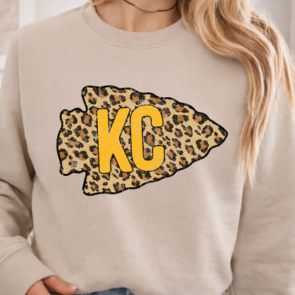 KC Leopard Arrowhead Crewneck Sweatshirt