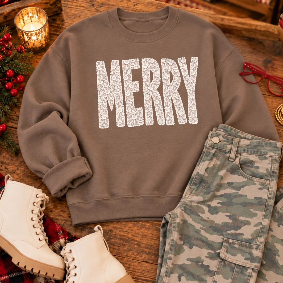 Lacey Merry Tee or Crewneck