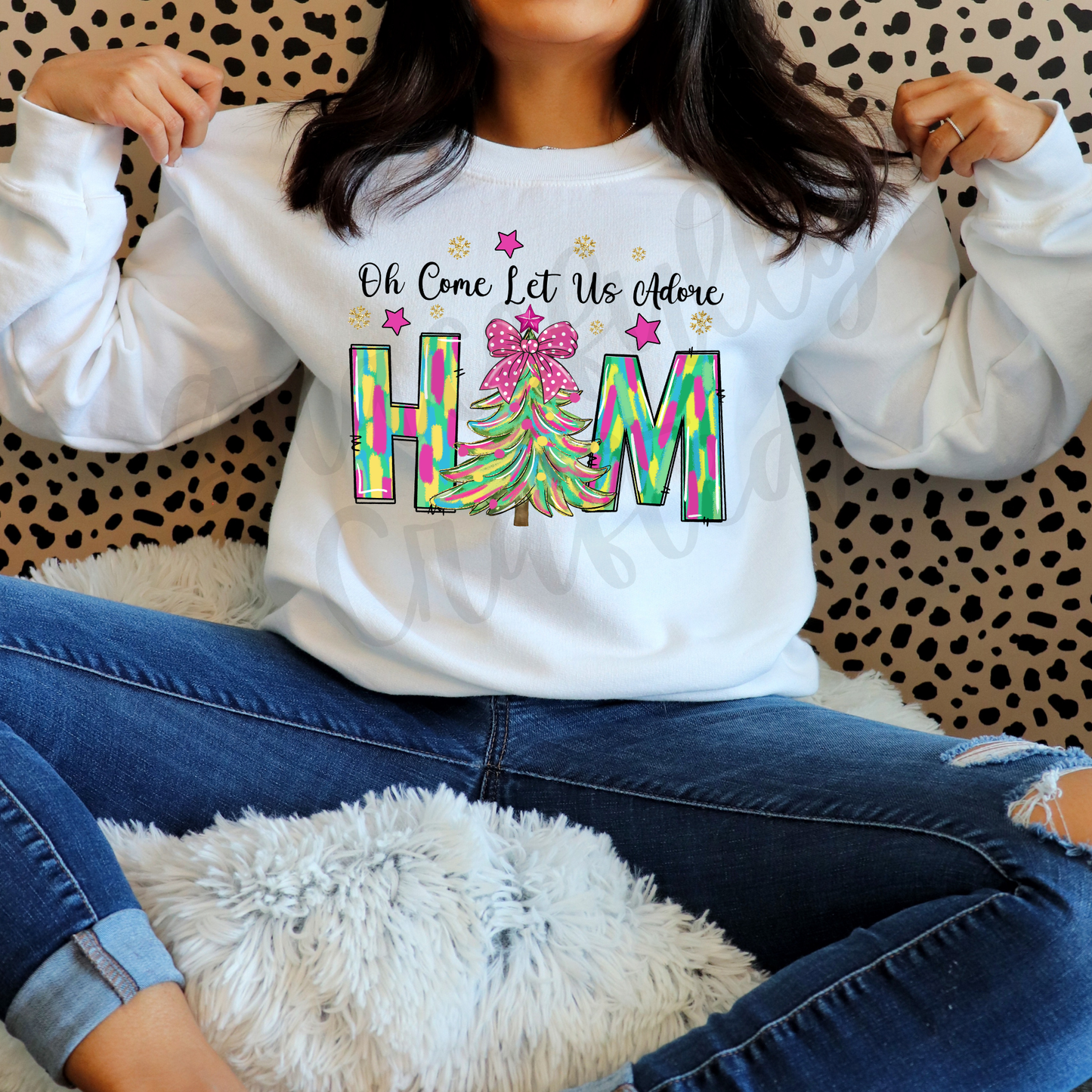 Oh Come Let Us Adore Him with Tree Tee or Crewneck