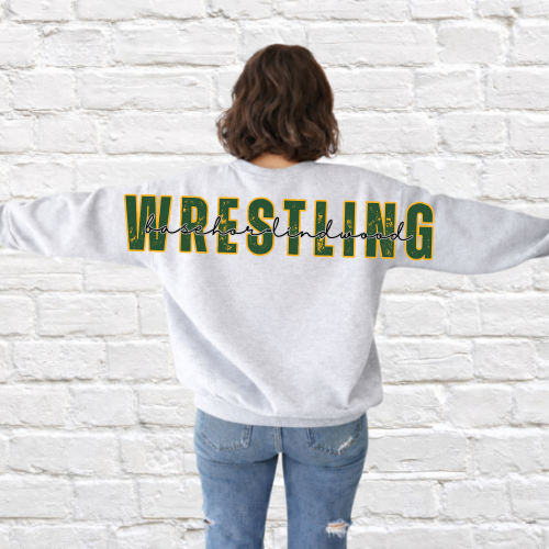 BLHS Wrestling Oversized Mascot Crewneck- Ash Grey