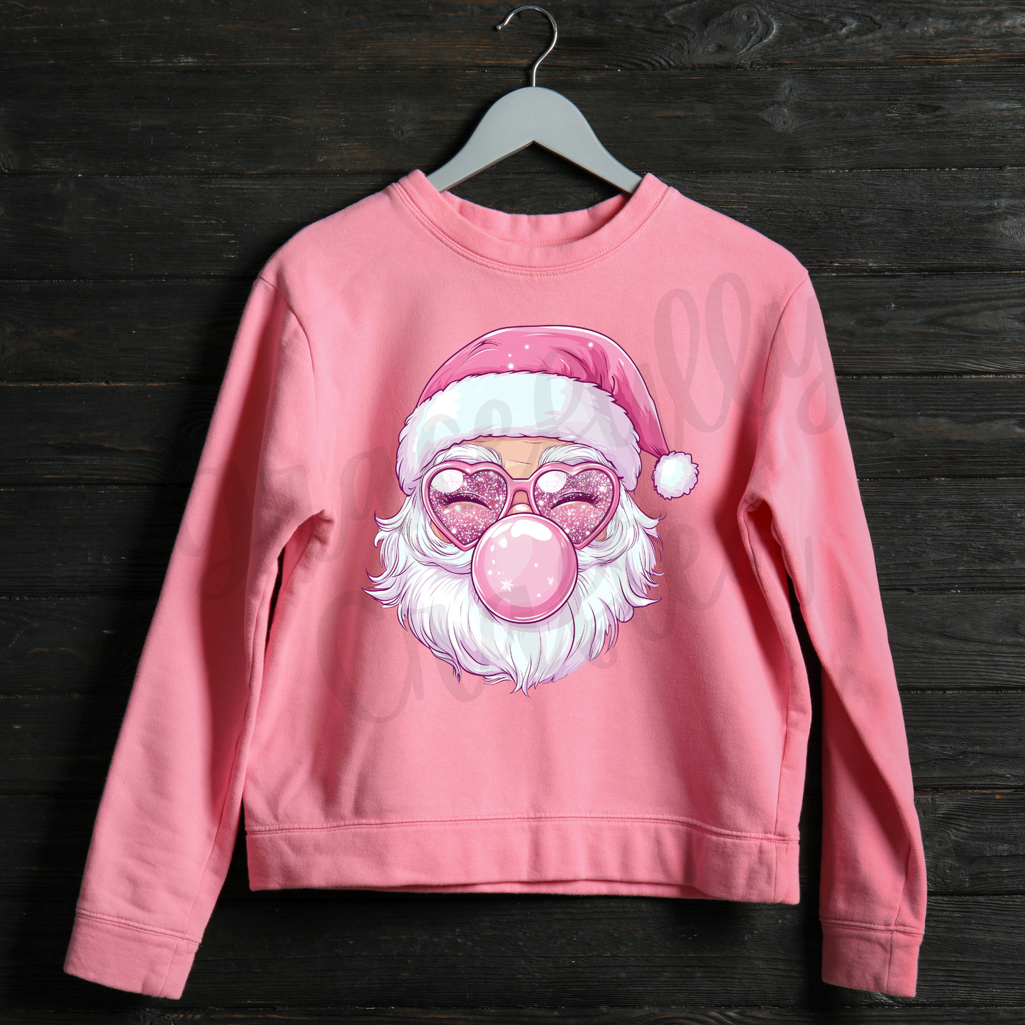 Pink Bubblegum Santa Tee or Crewneck