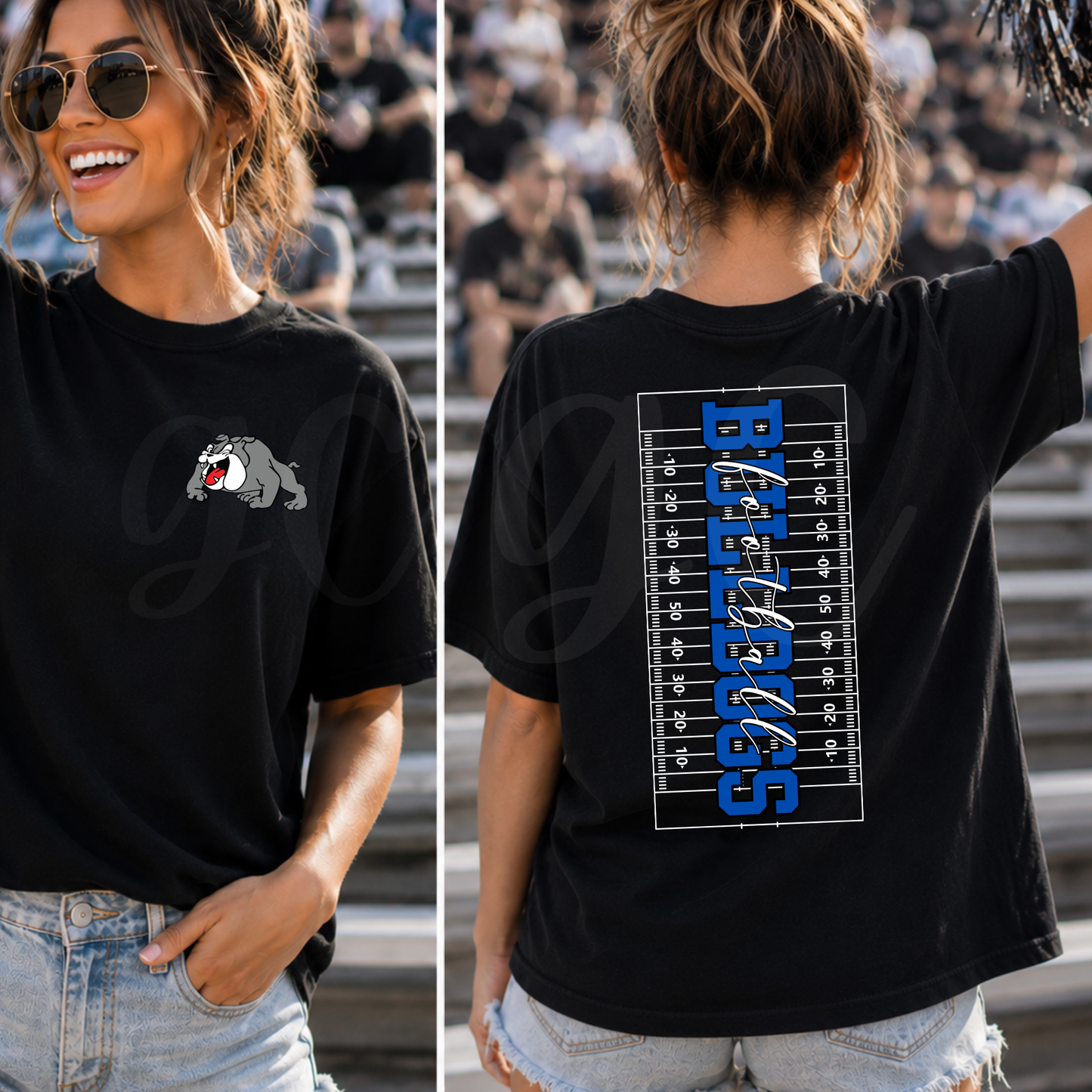 Southwest Middle School Bulldogs Vertical Football Field Shirt