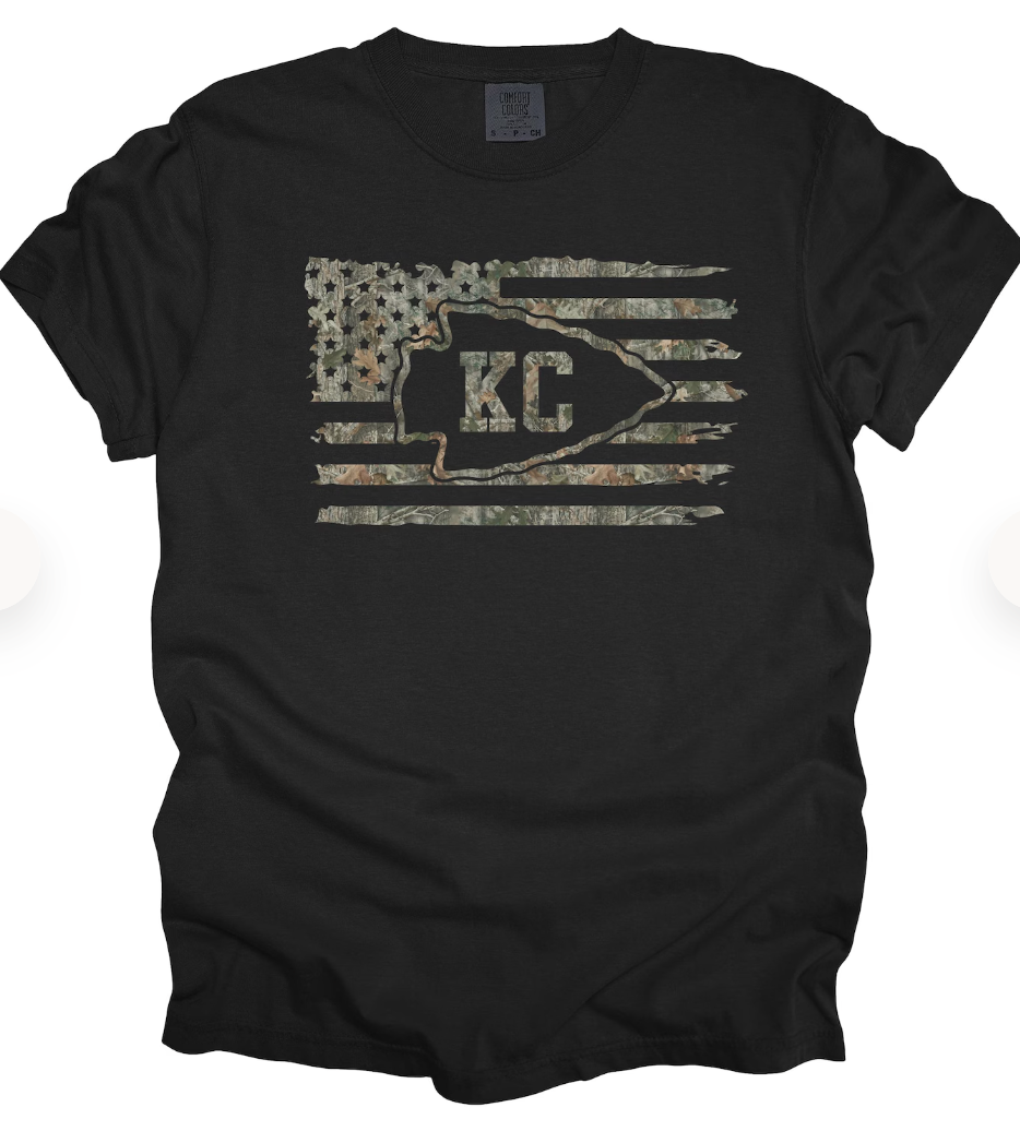 Camo KC Flag Tee or Crewneck