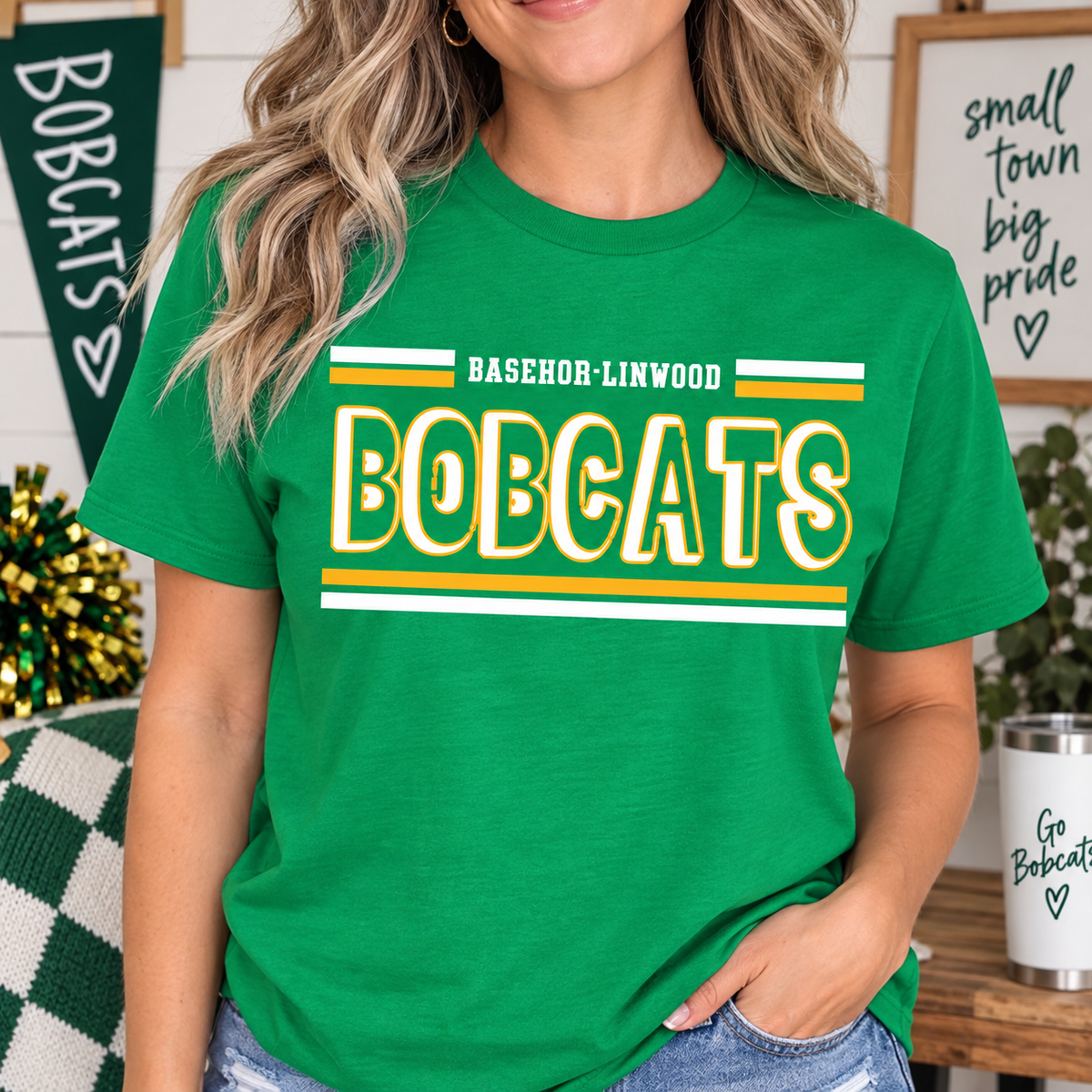 Basehor-Linwood Bobcats Varsity Spirit Tee or Crewneck
