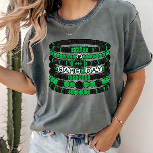 Football Game Day Bracelet Tee (Green and Black)
