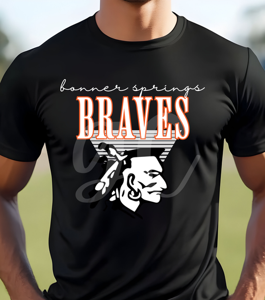 Bonner Springs Braves Triangle Striped Tee