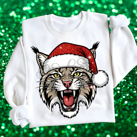 Bobcat with Santa Hat Crewneck