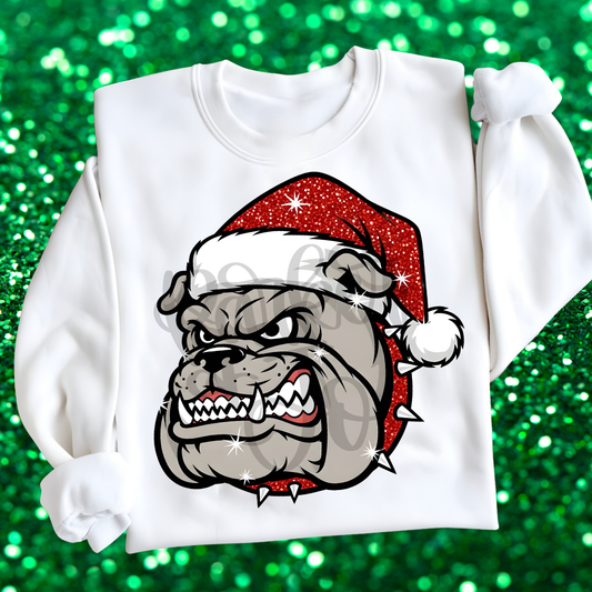 Bulldog with Santa Hat Crewneck