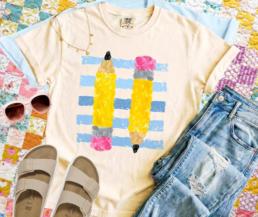 Watercolor Pencils Ivory Tee